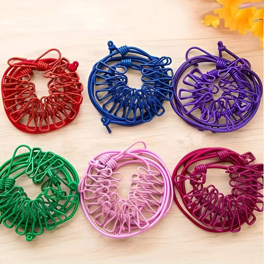 Clothesline  Retractable Laundry Drying Rope with 12 clip installed