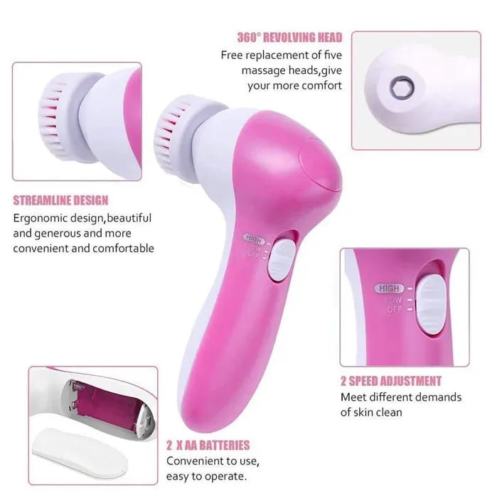 5 In 1 Electric Face Wash Brush Facial Cleansing Device