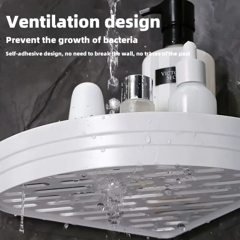 Easy-Install Corner Shower Caddy - Wall-Mounted Plastic Shelf