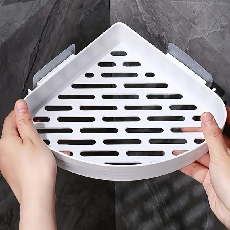 Easy-Install Corner Shower Caddy - Wall-Mounted Plastic Shelf