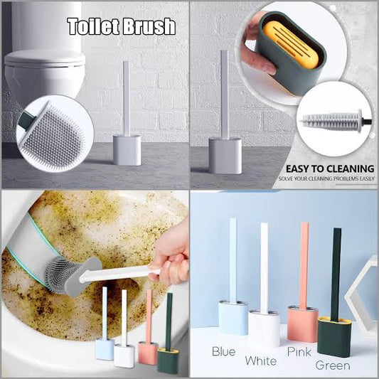 Silicone Toilet Brush With Toilet Brush Holder Stand Bathroom