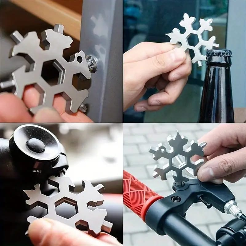 1pc 18-in-1 Snowflake Multi-Tool, Stainless Steel