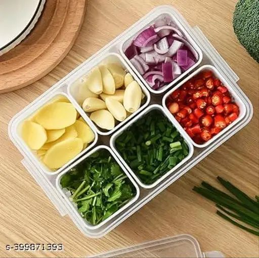 Fridge Storage Boxes Freezer Storage Containers,  6 Grids