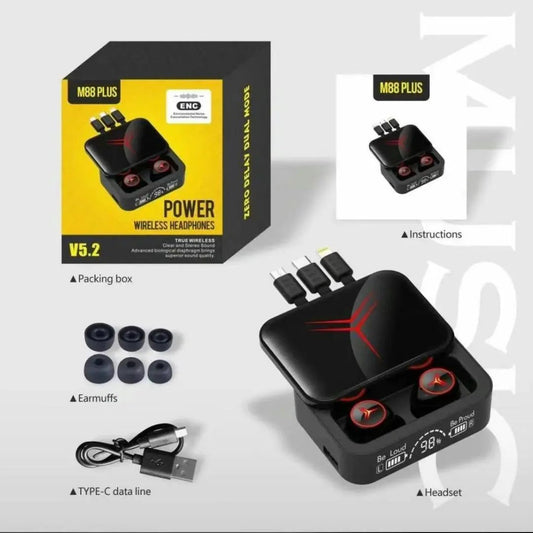 Headphones Touch Control Earphones LED Display Headset