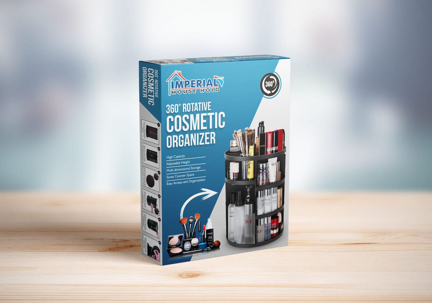 Plastic 1 piece 360° rotation cosmetic makeup organizer