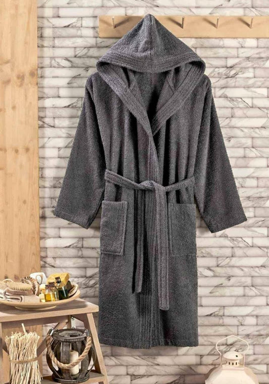 Terry Cotton Toweling Hooded Bathrobe