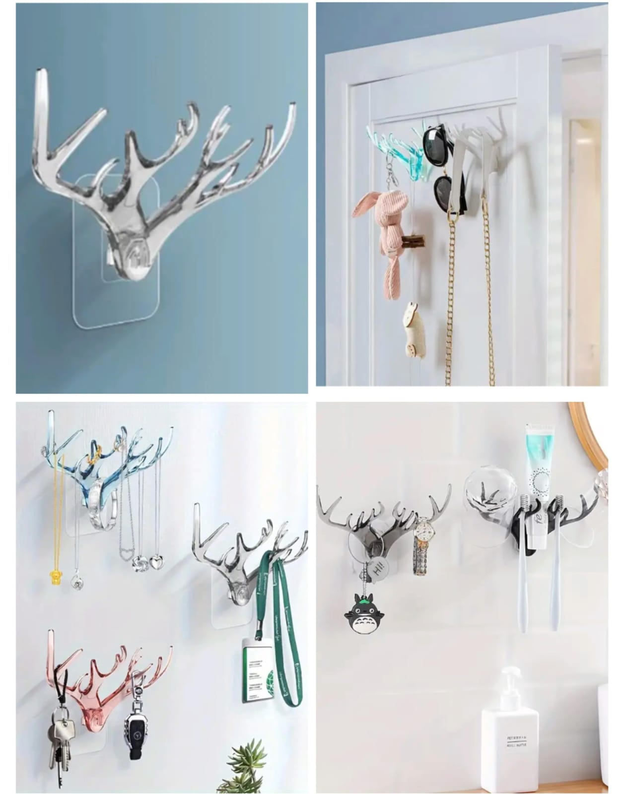 Deer Head Self Adhesive Wall Key Holder pack of 3