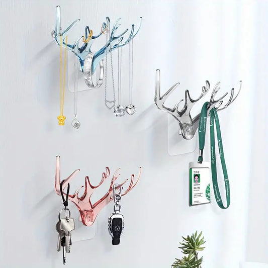 Deer Head Self Adhesive Wall Key Holder pack of 3