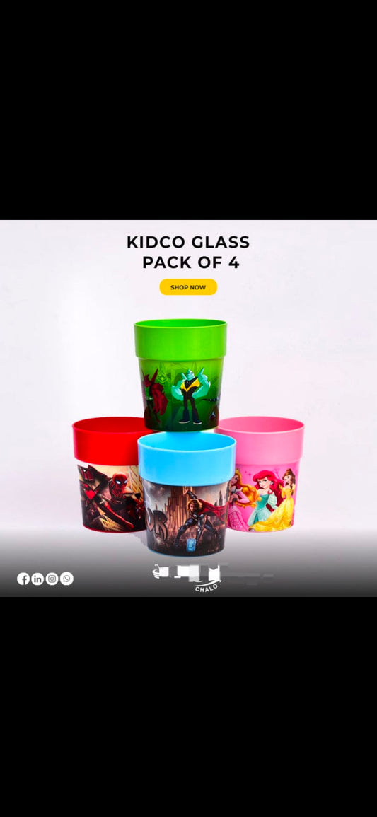 Pack of 4 Kidco Drinking Glass Set For Kids Girls and Boys