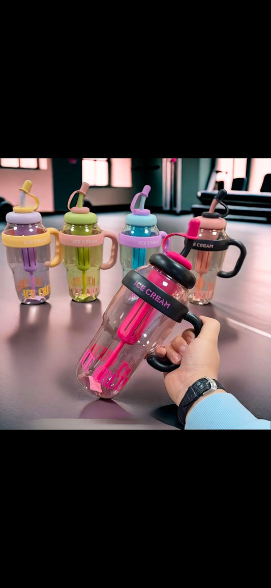 Water Glass Bottle with Straw and Extra Tea Infuser (Mix/Random colour)