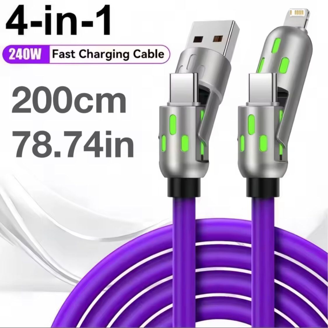 SuperFast Silicone 4 in 1 RGB LED Light Metal Premium Connector Cable