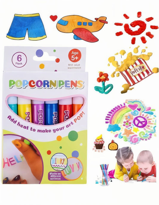 Pack of 6pcs Popcorn Liquid Heat Apply Markers Set
