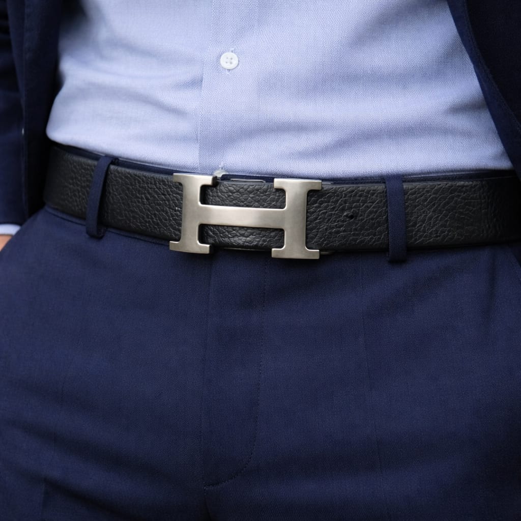 Hermes Logo Men Dressing Belt