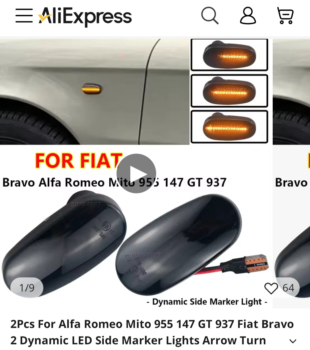 2 Dynamic LED Side Marker Lights Arrow Turn lava