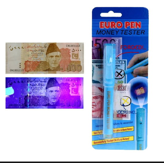 Currency checker pen with uv light