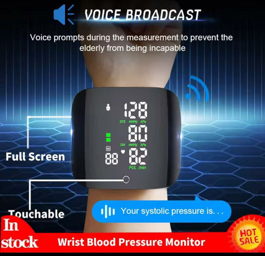 Voice One Touch Rechargeable Wrist Blood Pressure Monitor