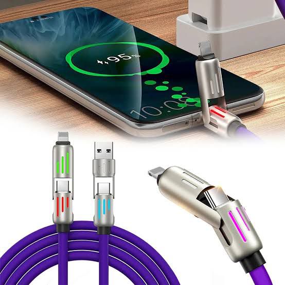 SuperFast Silicone 4 in 1 RGB LED Light Metal Premium Connector Cable